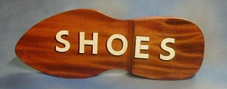 A large wooden sign marked "Shoes" 30"