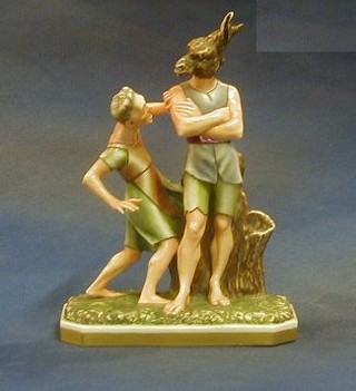 A Royal Worcester Mid Summer Nights Dream figure group of Snout and Bottom, the base marked 1864, 9" 
