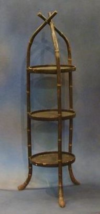 An Edwardian bamboo 3 tier cake stand 