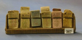 A London Transport Bus conductor's ticket block with  a collection of various London Transport tickets Route 11, 47, 54 (x2), 194, 146a, 65, 197 (x2), 193, 172 and others