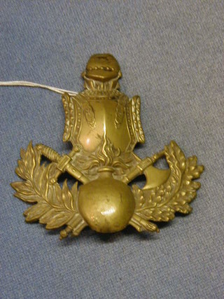 A 19th Century Continental brass helmet plate Belgium?