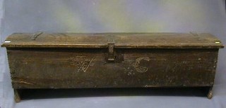 A 17th Century "sword" coffer of plank construction 56"