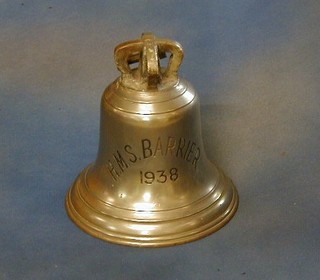 A brass ships bell from HMS Barrier 1939 