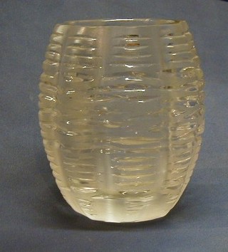 A good quality and heavy Lalique cut glass vase, the base marked Lalique France, 8"