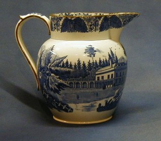 A 19th Century Swansea blue and white pottery jug 9"