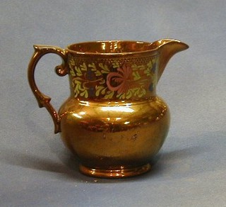 A copper lustre jug 5"