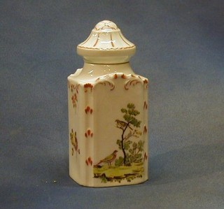A 19th Century Continental porcelain lidded caddy decorated landscapes, the base signed 7"    