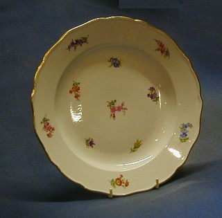 A Meissen porcelain bowl with floral decoration and gilt banding 10"