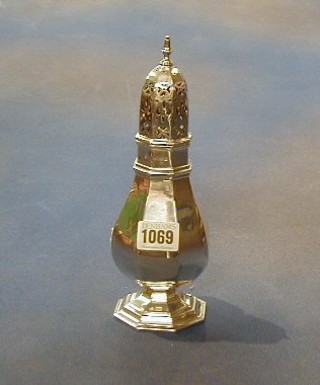 A Georgian style silver sugar sifter 9" Chester