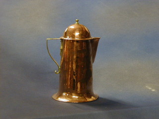 A copper Art Nouveau hotwater jug with brass handle by the Birmingham Guild Ltd England 8" 
