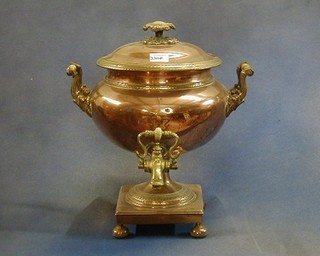 A Georgian copper tea urn  