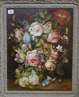 G A Pumfrey, oil painting on canvas still life study "Vase of Flowers" 19" x 15"