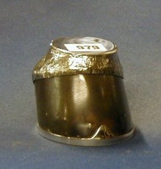 A ponies hoof mounted as an inkwell with silver plated mounts