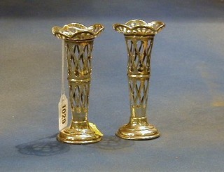 A pair of Edwardian pierced silver vase frames 5"