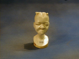 An Eastern carved ivory bust 7"