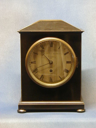 A James McCabe Victorian bracket timepiece with lever movement and fusee escapement, the 6" silvered dial with Roman numerals, signed James McCabe Royal Exchange London 1848 and contained in a bronze case