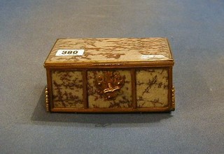 A 19th Century blue hardstone box with gilt metal mounts 6"