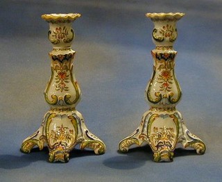 A pair of 19th Century Desvres candlesticks 10"