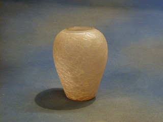 A 19th Century pink crackle glass vase 7"