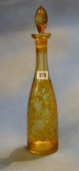A 19th/20th Century yellow Bohemian glass decanter and stopper 