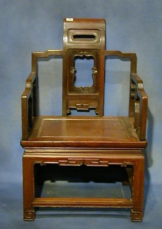 An Oriental Padouk wood throne chair