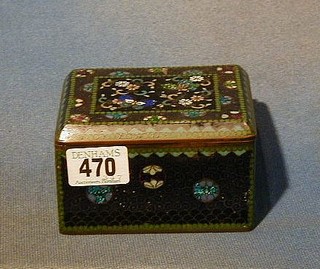 A blue cloisonne box and cover 4"