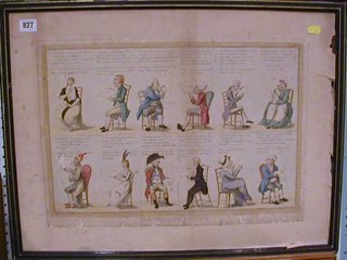 An 18th Century Lampoon coloured print "Cross Readings" 