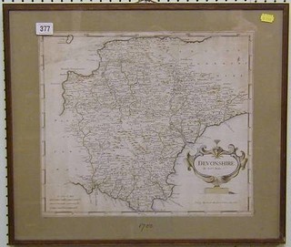 An 18th Century Robert Morden map of Devonshire, framed