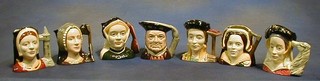 7 Royal Doulton character jugs, Henry VIII and his 6 wives, the bases marked Royal Doulton D6647, 1975
