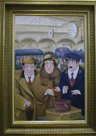 John Schwatschke, an oil painting on canvas "First Class Naturally" 39" x 19", the reverse signed and with Schwatschke stamp