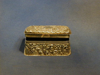 A Victorian embossed silver rectangular box with hinged lid 4 1/2" (some holes)