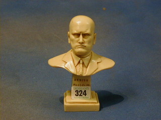 A resin head and shoulders portrait bust of Mussolini, 6"
