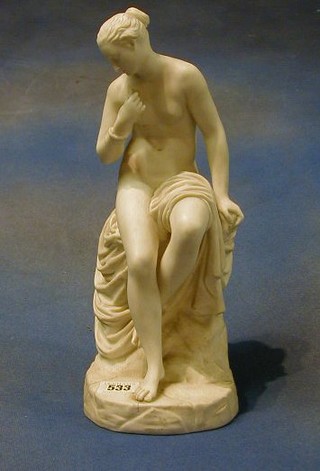 A 19th Century Parian figure of a seated Andromeda 13"