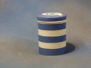 2 T G Greener Cornish kitchenware blue and white striped kitchen storage jars, 6"