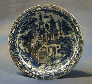 An 18th Century blue and white pottery bowl 11" (f) 