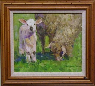 Andriy Yalanskyi, Russian, oil painting on canvas "Yew and Lamb" signed 10" x 12"