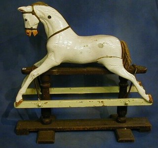 A Victorian wooden rocking horse (F)