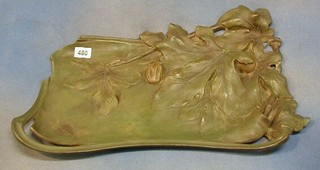 Delauney, an Art Nouveau cast iron tray decorated maple leaf 20"