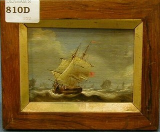 An oil painting on board "Clipper in Full Sail" 3" x 4"