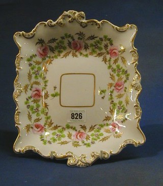 An 18th Century Derby porcelain twin handled dish with floral and gilt decoration 11"