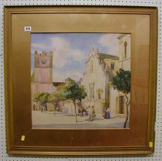 R H Kitson, watercolour drawing "Spanish Market Scene" 18" x 19" signed and dated 1921
