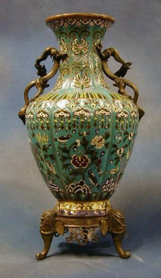 A large and  impressive cloisonne enamelled vase with gilt metal mounts 21"