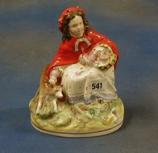 A 19th Century Staffordshire figure "Little Red Riding Hood" 8"