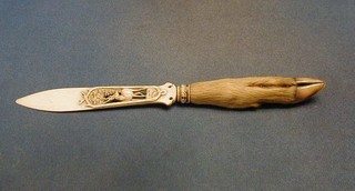 A pierced ivory paper knife with dick dick slot handle