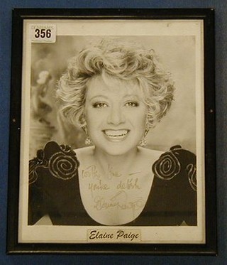 A black and white photograph of Elaine Paige, signed with love, your delish, Elaine Paige 9" x 7"