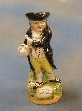 An 18th/19th Century Staffordshire Toby jug, the base marked Hearty Good Fellow 11" (r)