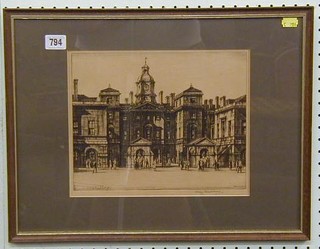 Henry Rushbury, a dry point etching "Horseguards Whitehall 1947" 9" x 11" signed in the margin