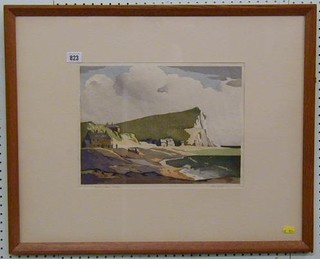 Eric Slater, a coloured print "Seaford Head" 10" x 14" signed in the margin