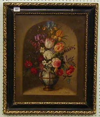 Holsteyn 19th Century oil painting on board still life "Vase of Flowers" 19" x 15"