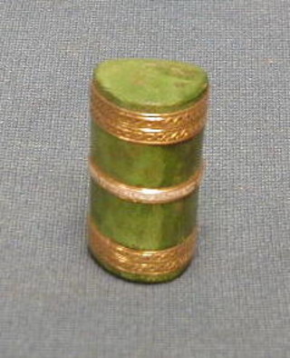 A fine quality 18th/19th Century green micro mosaic and gilt metal patch box 1 1/2"